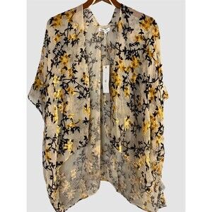 NWT WOVEN HEART Kimono Sheer Floral Crushed Velvet One Size Boho
